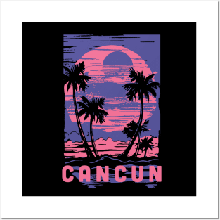 Cancun Mexico Souvenir Lifestyle Cyberpunk Vacation Trip Posters and Art